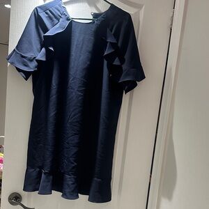 Zara Dark Navy Textured Shift Dress